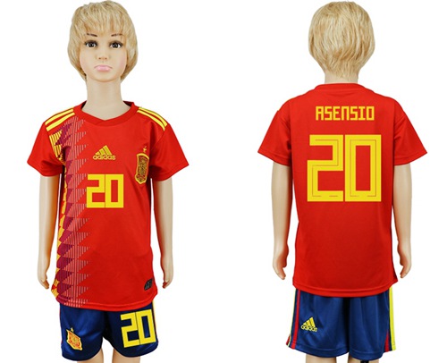 Spain #20 Asensio Red Home Kid Soccer Country Jersey - Click Image to Close